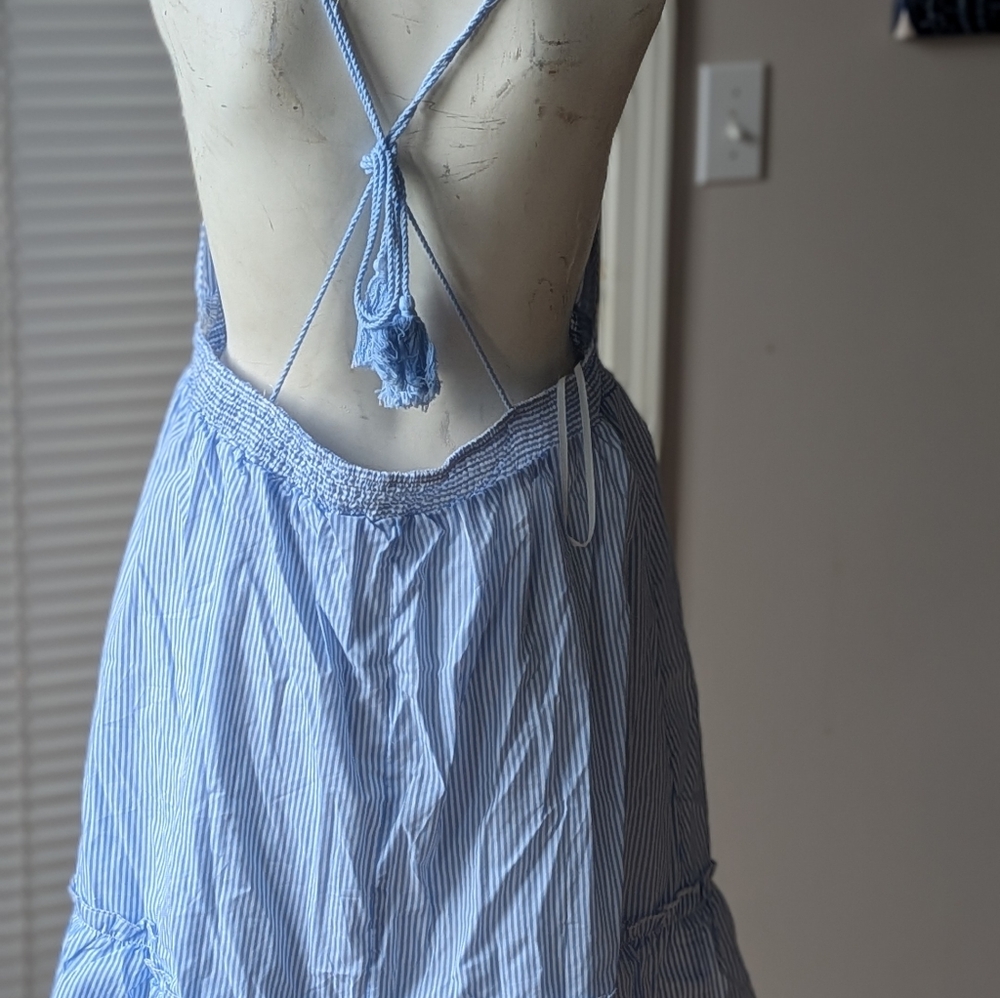 Maternity Light Blue Striped Sundress - Picture 2 of 2